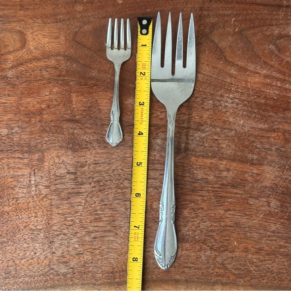 Stainless Fork Set Vintage Kitchen Flatware Serving Utensils Mid Century Oneida - Picture 2 of 5